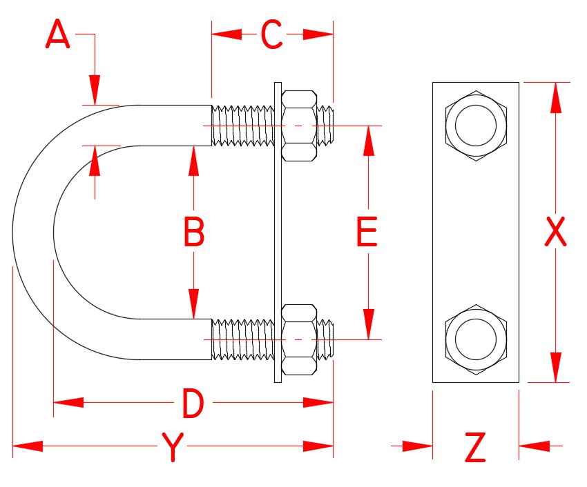 Ficha técnica para abrazadera tipo U